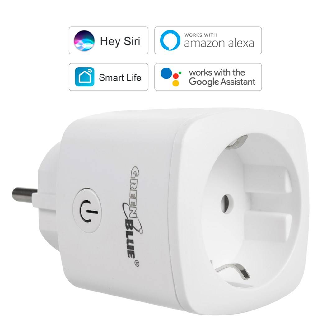 GreenBlue WiFi-stopcontact met afstandsbediening, compatibel met Android/iOS/Alexa/Google Home, energieverbruik, timer,-1