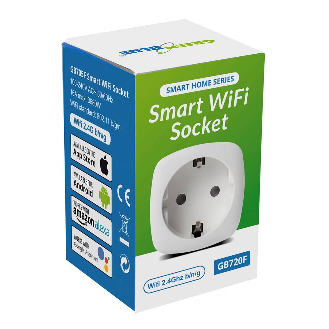 GreenBlue WiFi-stopcontact met afstandsbediening, compatibel met Android/iOS/Alexa/Google Home, energieverbruik, timer,-2