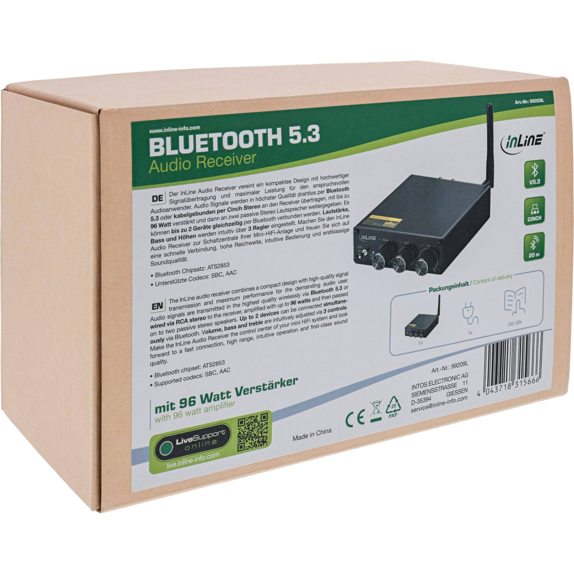 InLine® Bluetooth 5.3-audio-ontvanger met 96 watt versterker-1