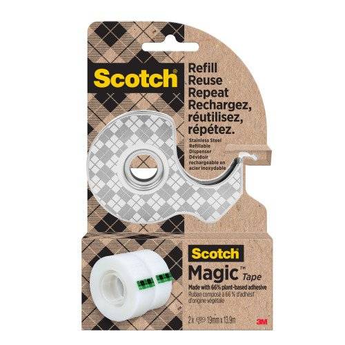 Scotch 8887862980907 Scotch - duurzame dispenser uit RVS, met 2 rolletjes Magic e ft 19 mm x 13,9 m-0