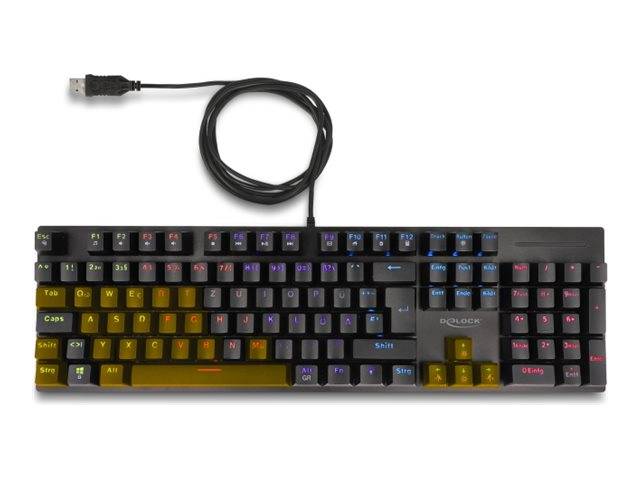 Delock - Tastatur - mechanisches Gaming, kabelgebunden 1,6 m, RGB-Beleuchtung - Hintergrundbeleuchtung - USB - QWERTZ --1