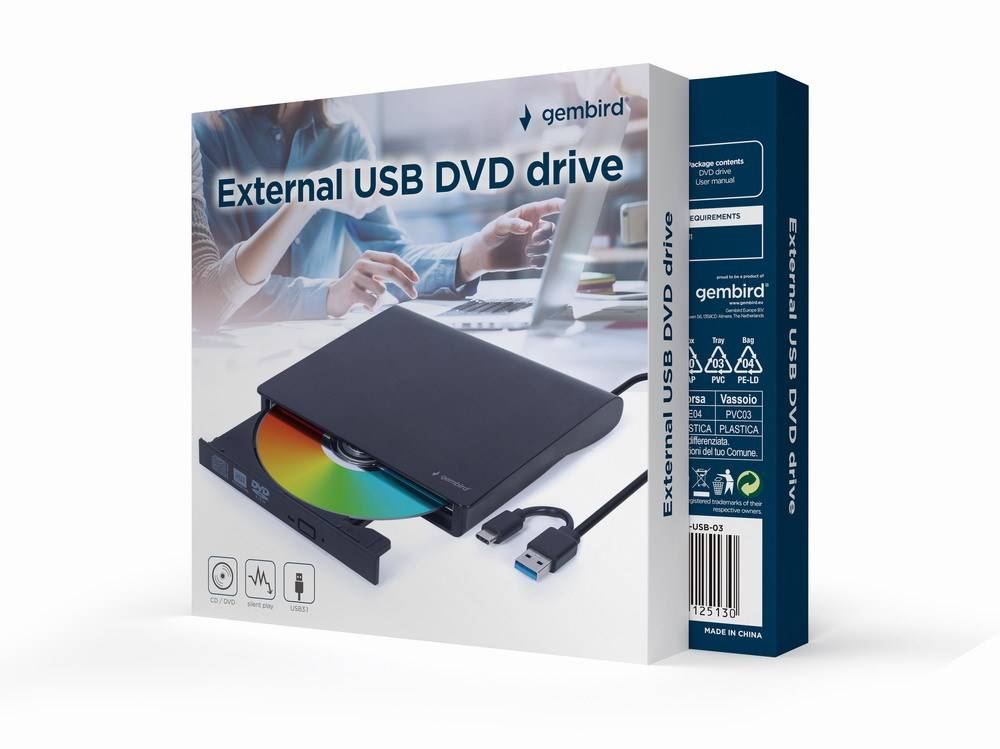 Gembird DVD-USB-031 optisch opslagstation met interne DVD±RW-drive, zwart-1