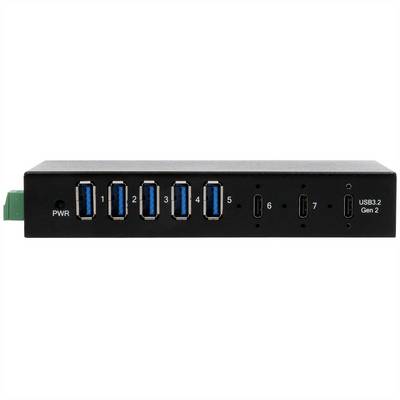 Exsys EXSYS - USB 3.2 Gen 2 HUB 7-Port 2xC und 5xA-Anschlüsse inkl.Netzteil USB-hub Zwart-0
