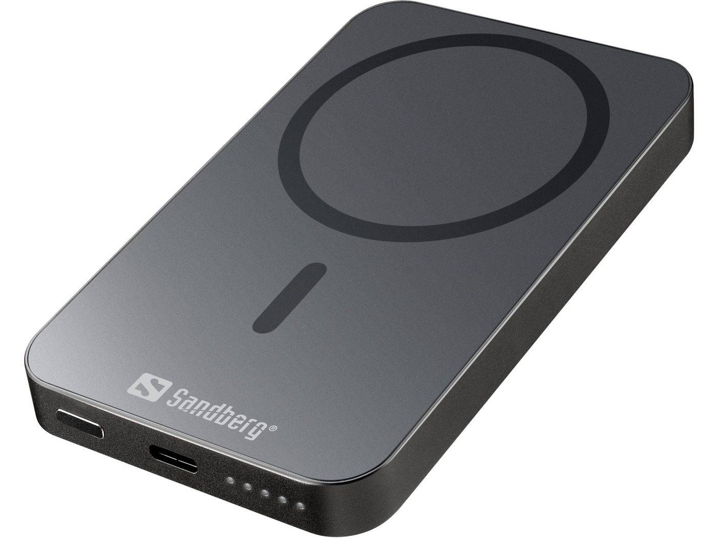 Sandberg Magnet Wireless Powerbank 5000mAh ALU is een superslimme powerbank met meerdere oplaadfuncties-1
