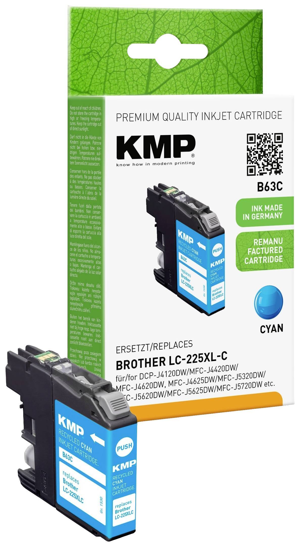 KMP Inktcartridge vervangt Brother LC-225XLC Compatibel Cyaan B63C 1530,4003-0