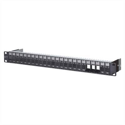 METZ CONNECT Keystone 19 inch moduledrager 1 HE, 24 poorten leeg, afgeschermd, zwart-0