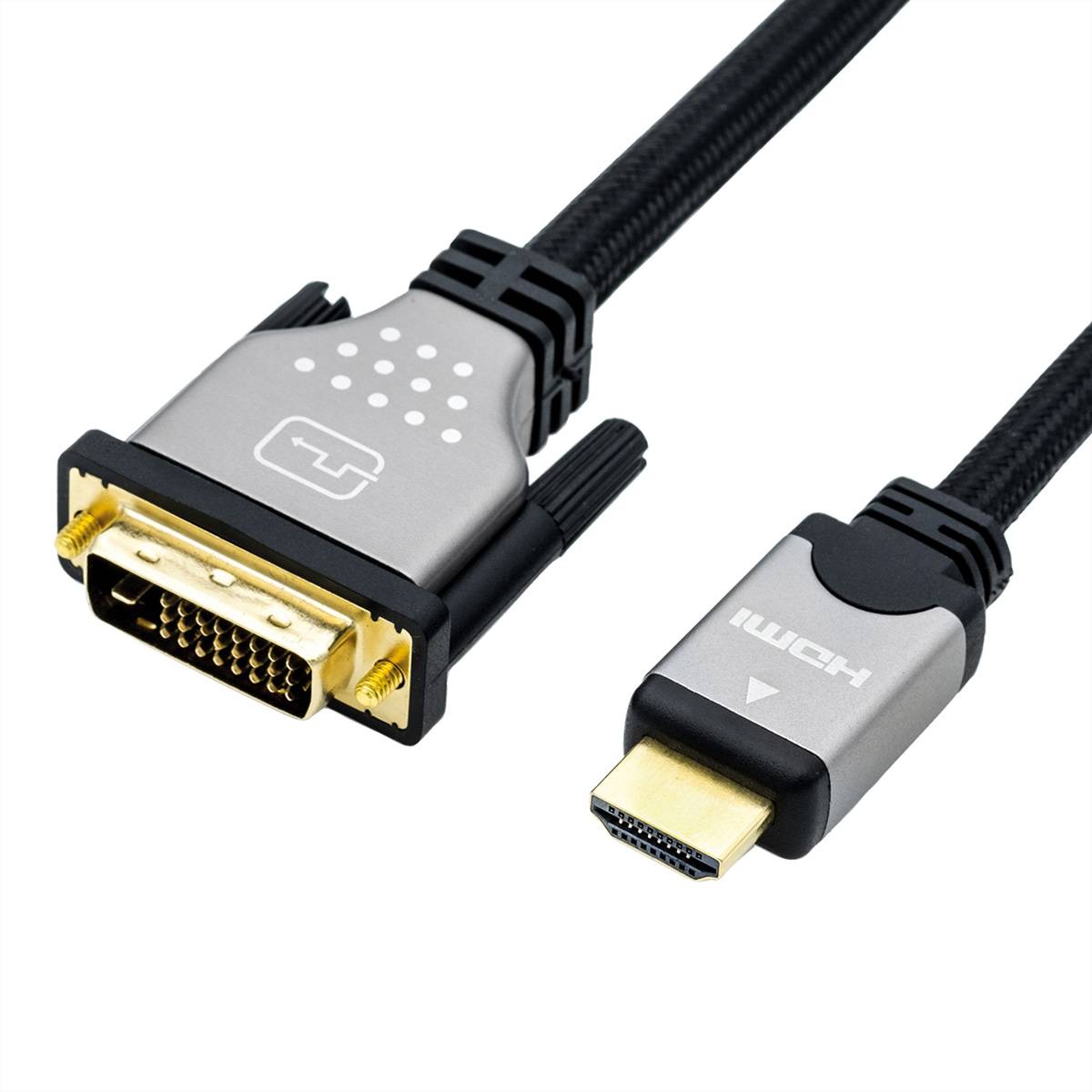 ROLINE Monitorkabel DVI (24+1) - HDMI, M/M, zwart / zilver, 10 m-0