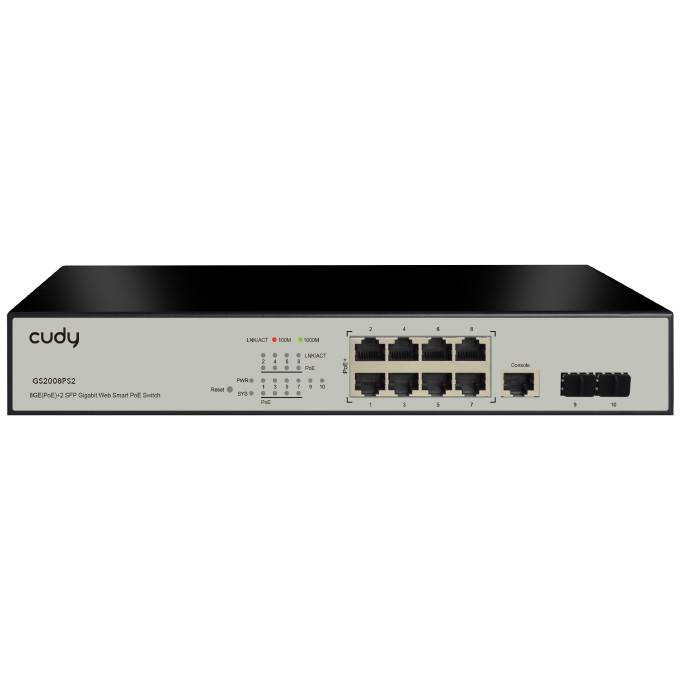 Cudy GS2008PS2 network switch Managed L2 Gigabit Ethernet (10/100/1000) Power over Ethernet (PoE) Black-0