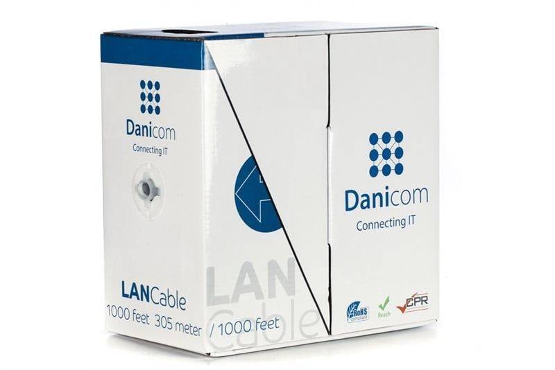Danicom - CAT6 U/UTP 305m kabel op rol stug grijs CCA-0