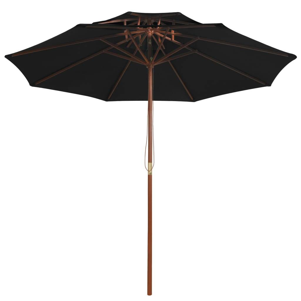 vidaXL - Parasol - dubbeldekker - met - houten - paal - 270 - cm - zwart-3