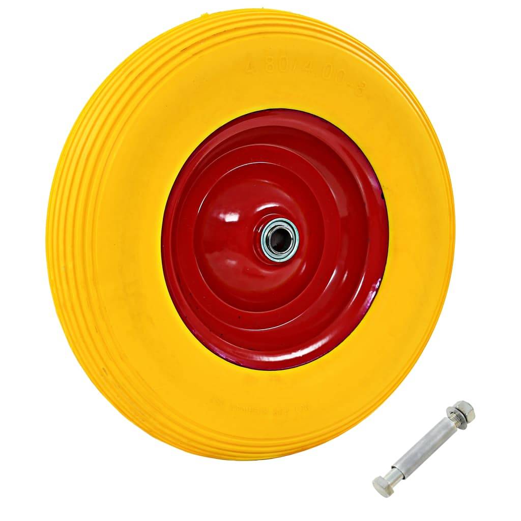 vidaXL - Kruiwagenwiel - met - as - 4,00-8 - 390 - mm - massief - PU-0