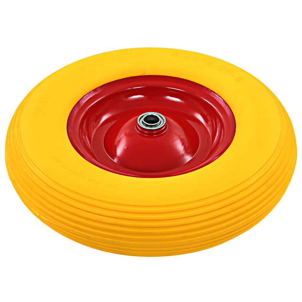 vidaXL - Kruiwagenwiel - met - as - 4,00-8 - 390 - mm - massief - PU-3