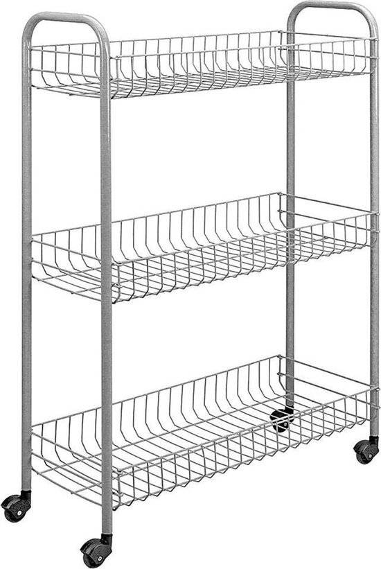 Metaltex Badkamer-/keukentrolley Slim 84x56cm Staal Zilver-0