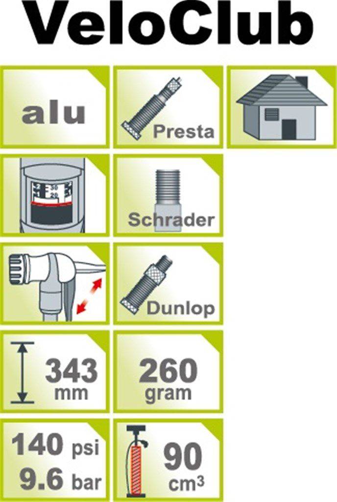 Hogedruk mini voetpomp IceToolz 240A351 met drukmeter-0