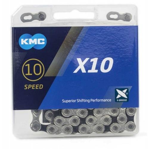 Ketting 10 speed KMC X10 1/2" x 11/128" - zilver/zwart-0