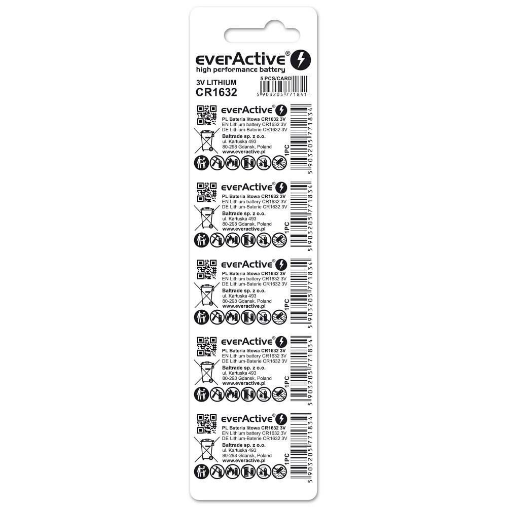 Mini lithiumbatterijen EverActive CR1632, 5 stuks.-1