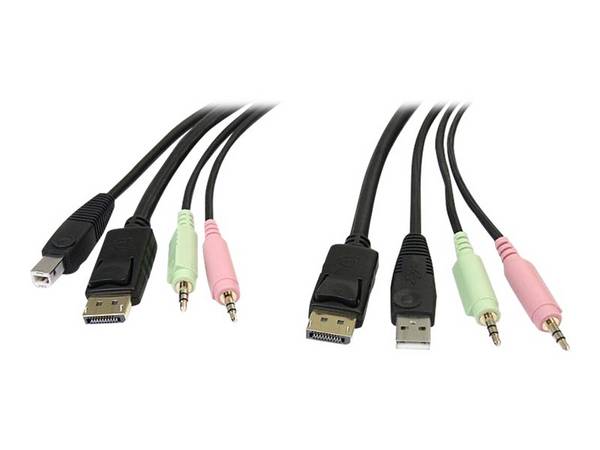 StarTech.com 1,80m 4-in-1 USB DisplayPort® KVM-switch Kabel met Audio en Microfoon - Cable for KVM-schakelaar, Randappar