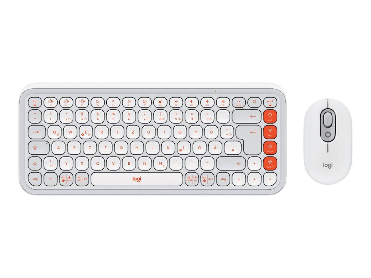 Logitech POP Icon Combo - Tastatur-und-Maus-Set - kabellos - Bluetooth LE - QWERTZ - Deutsch - Off White, orange (920-0