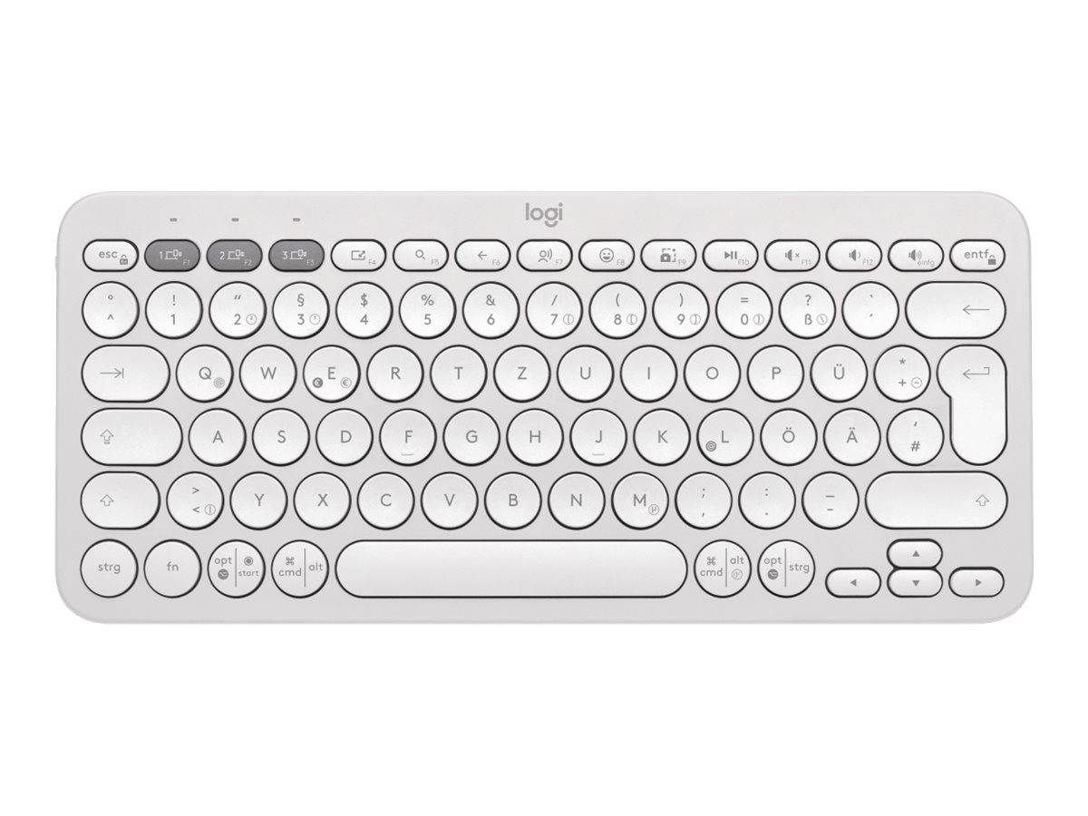 Logitech Pebble Keys 2 K380s Toetsenbord - Draadloos Verbinding - USB Interface - Duits - QWERTZ indeling - Wit - Blueto-0