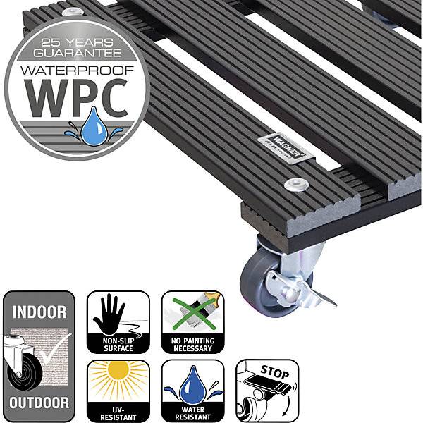 WAGNER Multi Roller WPC Antraciet - 80 kg Capaciteit - Vierkant-3