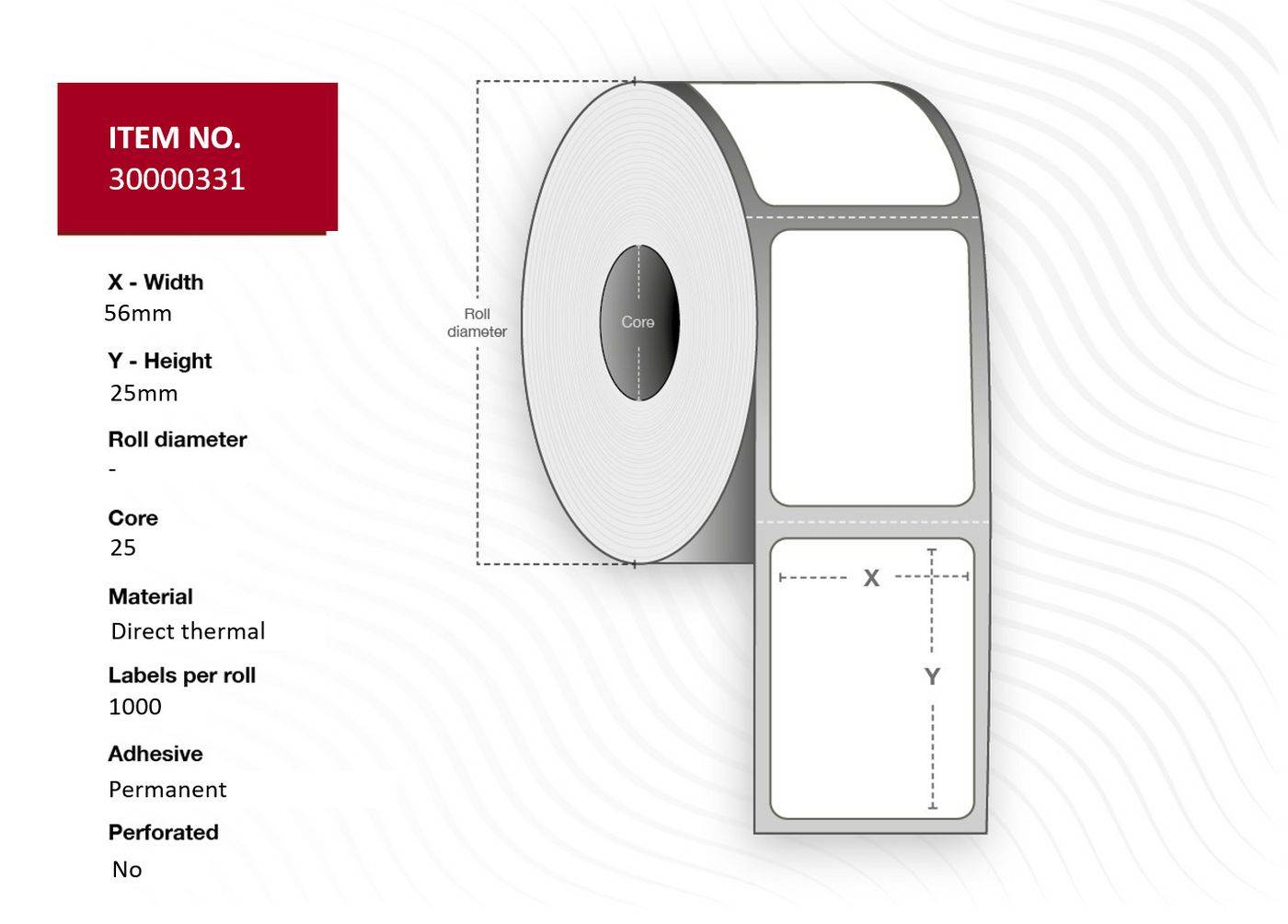 Capture Label 56x25 - Kern 25. Wit. Topcoating. DT. Permanent. 1.000 etiketten per rol. 24 rollen per doos (Verbeterde k-0