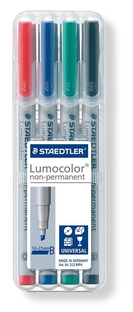 STAEDTLER foliepen Lumocolor B non-perm 4 stuks-2