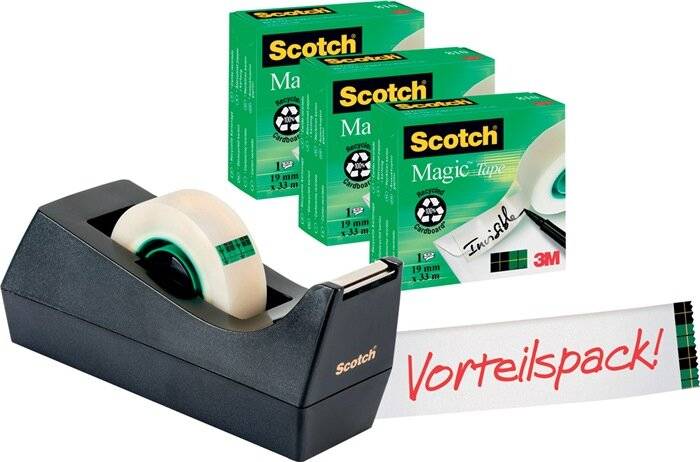 Scotch 3134375301251 Scotch - plakbandafroller C38 zwart, inclusief 3 rolletjes (19 x 33 mm)-2