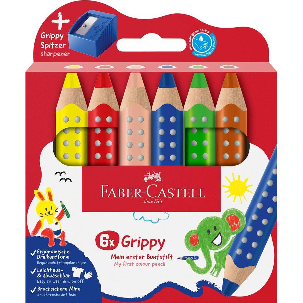 Faber-Castell 110635 Kleurpotloden Blauw, Groen, Oranje, Roze, Rood, Geel 6 stuks-1