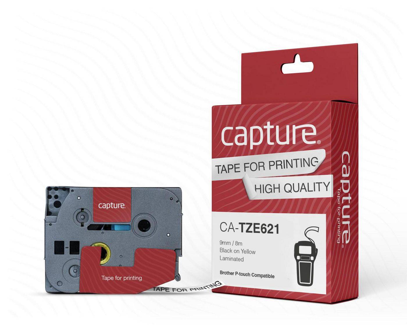 Capture TZE621 P-Touch-compatibele 9 mm x 8 m zwart op geltape-0