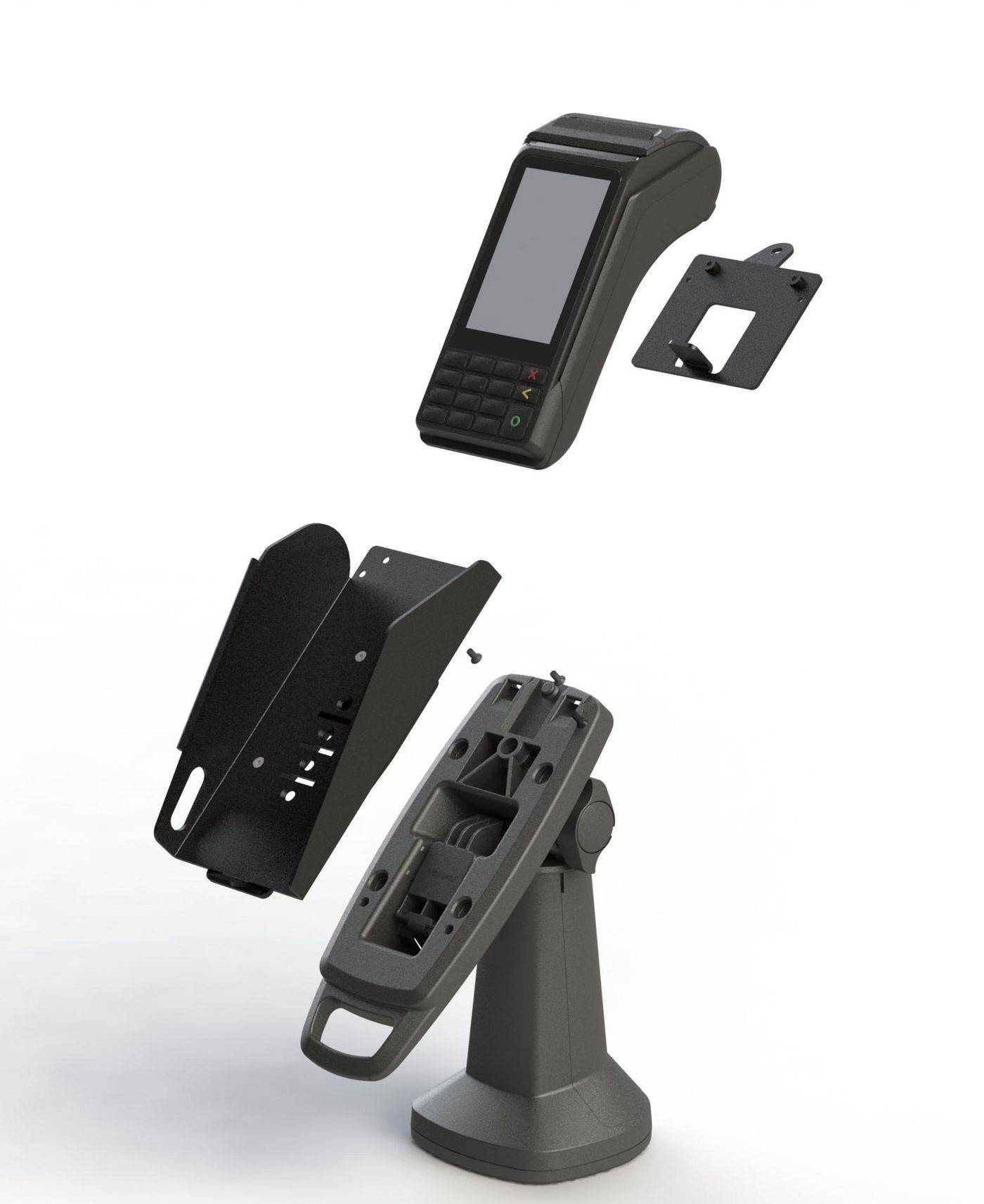 Havis Custom Backplate voor Verifone V240M, samengesteld op elke FlexiPole betaalterminalstandaard.-0