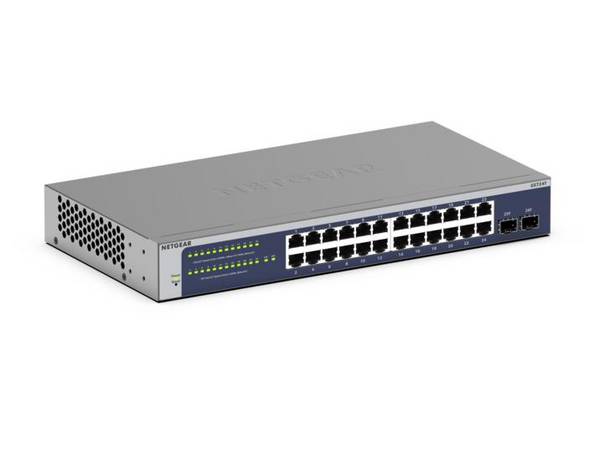 NETGEAR GS724T Managed L2+/L3 Gigabit Ethernet (10/100/1000) 1U Blauw, Grijs
