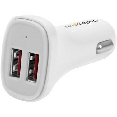 StarTech.com Dubbele USB autolader - dual USB - 24W/4.8A - 2 poorts - wit - 1 Stuk - voor iPhone, Mobiel apparaat, Table