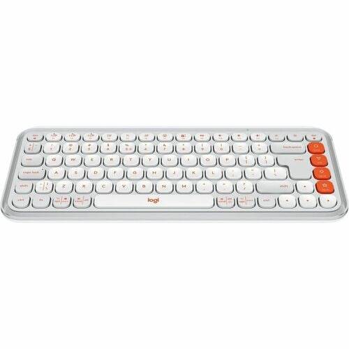 Logitech POP Icon Keys Toetsenbord - Draadloos Verbinding - Engels (US) - QWERTY indeling - Gebroken wit, Oranje - Bluet-1