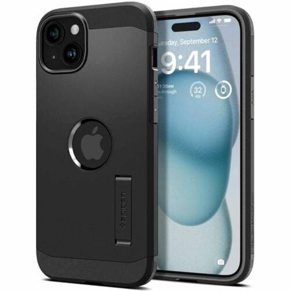 Spigen Tough Armor Case voor Apple iPhone 15 Smartphone - Zwart - Valbestendig, Impactbestendig, Krasvast, Schokbestendi