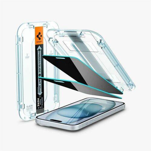 Spigen GLAS.tR EZ Fit 9H Gehard glas Schermbescherming voor Apple iPhone 15 Plus - 2 Pak - Voor LCD iPhone 15 Plus - Vin-0