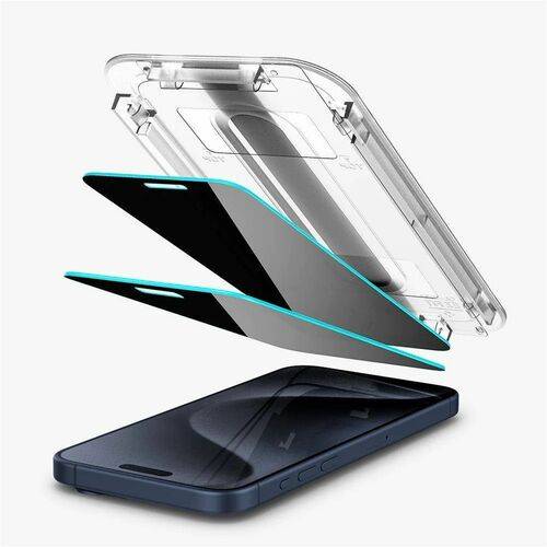 Spigen GLAS.tR EZ Fit 9H Gehard glas Schermbescherming voor Apple iPhone 15 Plus - 2 Pak - Voor LCD iPhone 15 Plus - Vin-1