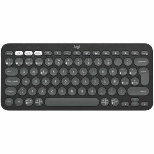 Logitech Pebble Keys 2 K380s Toetsenbord - Draadloos Verbinding - USB Interface - Spaans - QWERTY indeling - Grijs - Blu-1