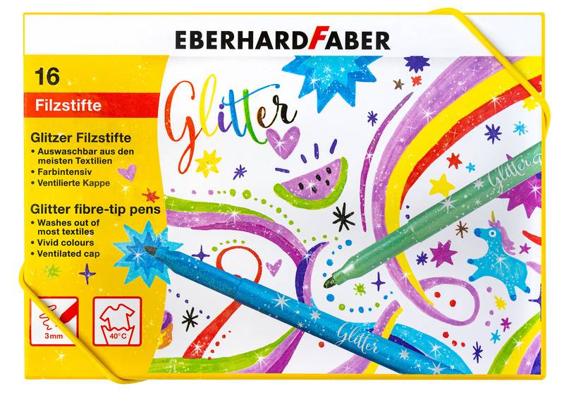 Eberhard Faber EF-551016 Viltstiften Glitter Doos 16 Kleuren-0