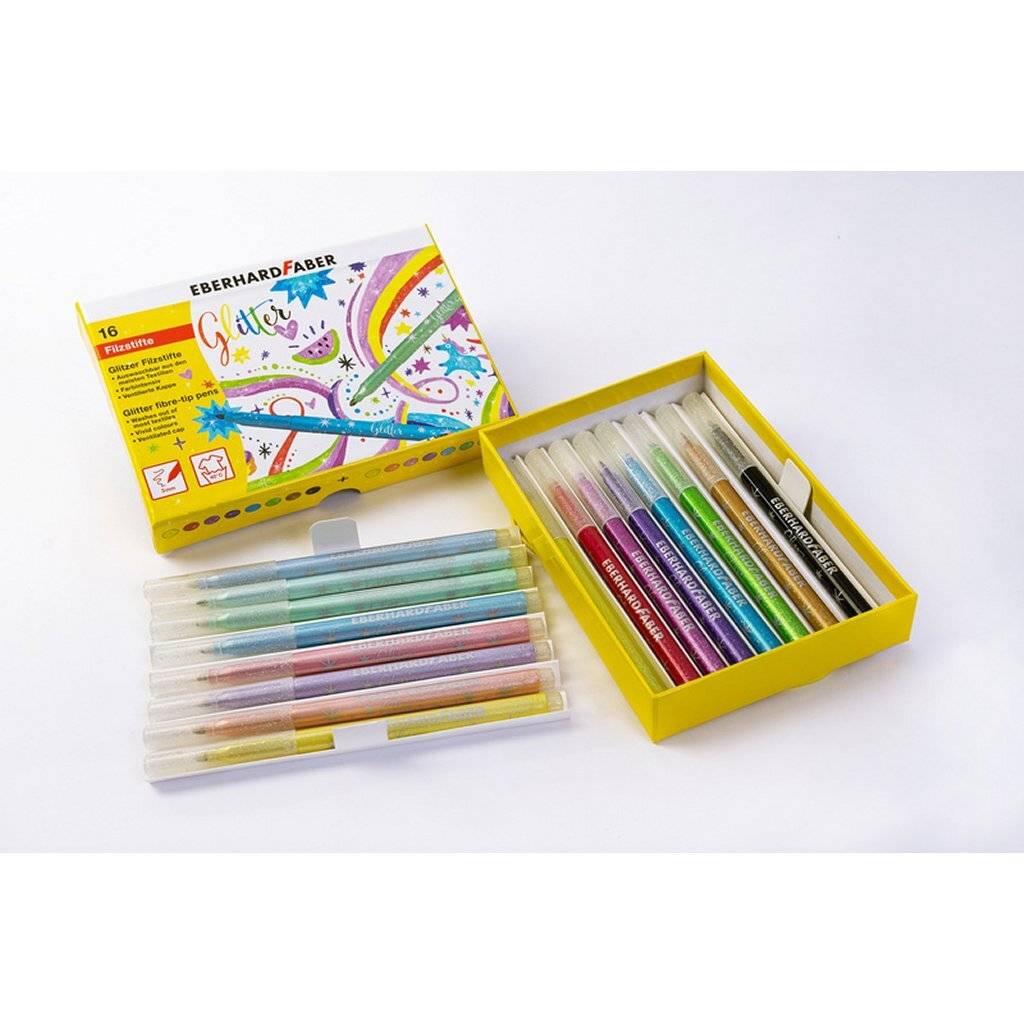 Eberhard Faber EF-551016 Viltstiften Glitter Doos 16 Kleuren-1