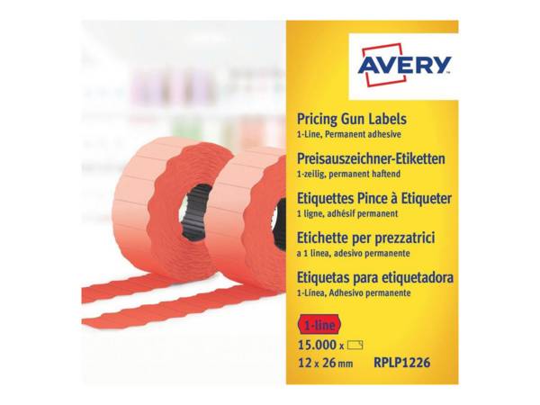 Avery Zweckform RPLP1226 Papier Permanente Lijm Perforeerd Rood 26 x 12 mm 15000 Labels