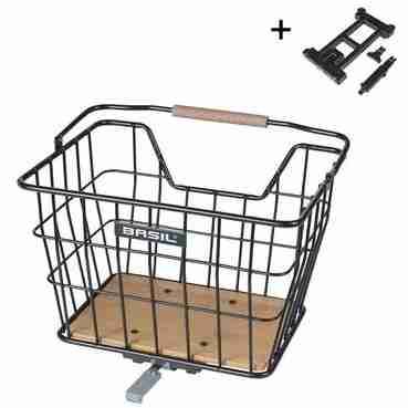 Fietsmand Basil Nordland MIK 23 Liter 23 x 33 x 19 cm voor- en/of achterop zwart bruin-0