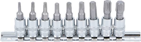 Dopsleutelbitset 6,3 mm (1/4") T-profiel (voor Torx) T10 - T50 9-dlg
