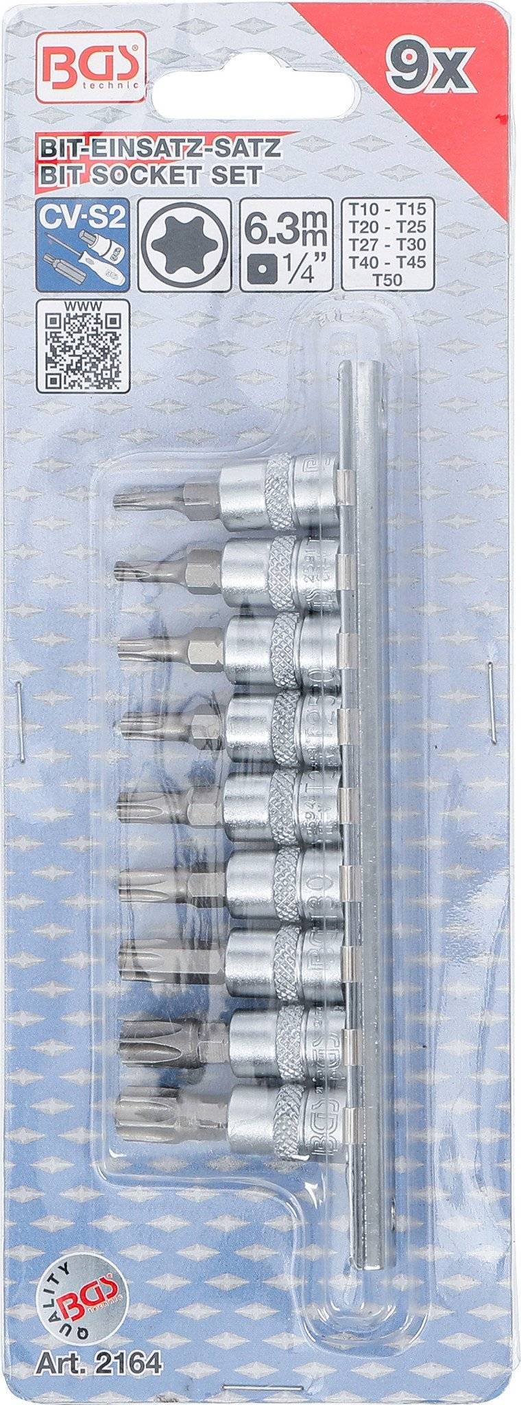 Dopsleutelbitset 6,3 mm (1/4") T-profiel (voor Torx) T10 - T50 9-dlg-2