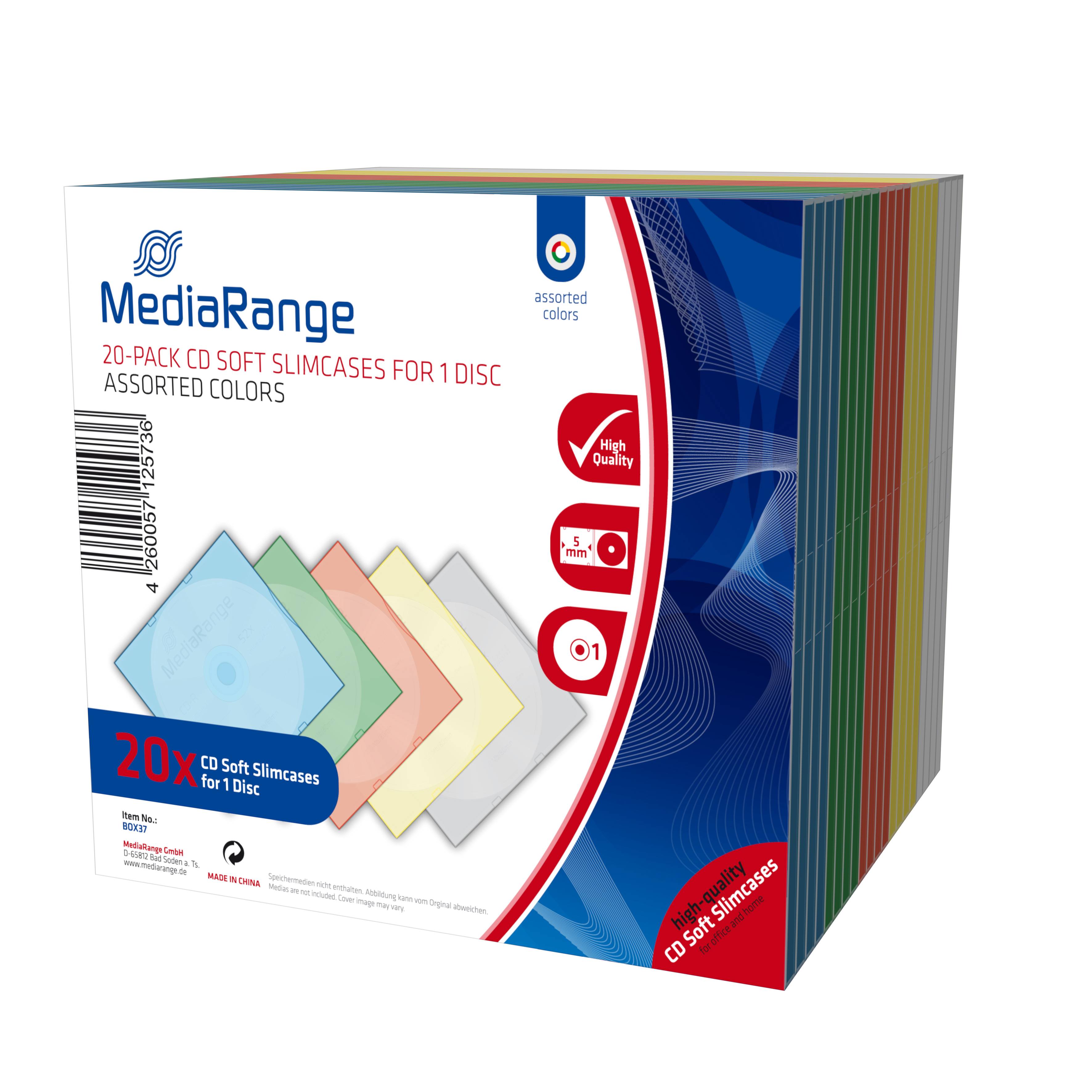 MediaRange CD lege doosjes 20 stuks Soft-SlimCase kleur (5x4) detailhandel-1