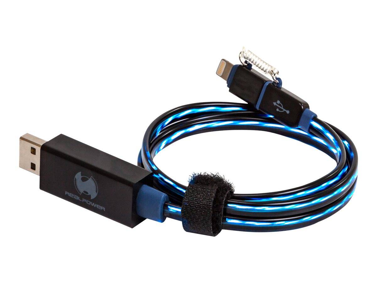 RealPower LED datakabel blauw micro-USB naar Lightning-0