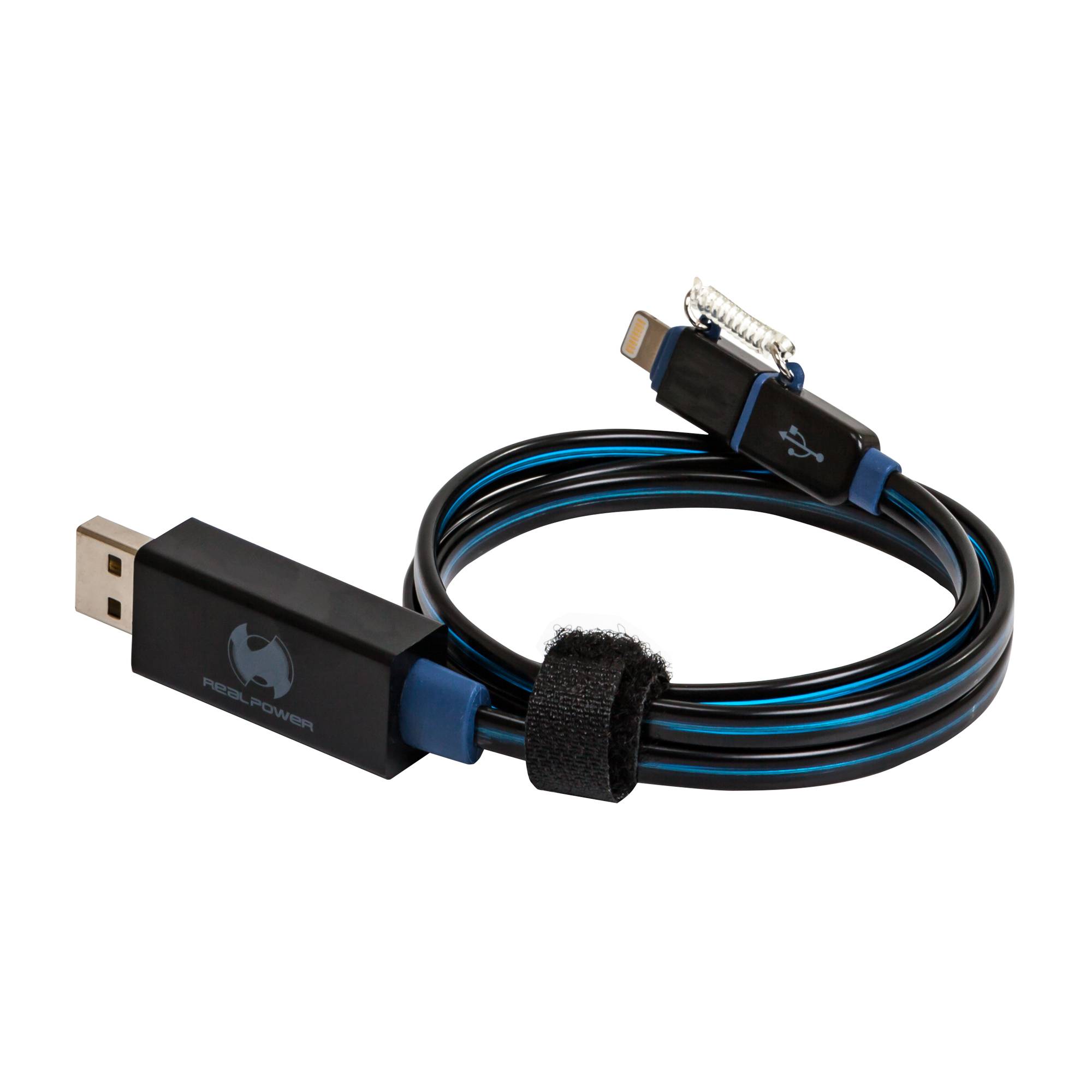 RealPower LED datakabel blauw micro-USB naar Lightning-1