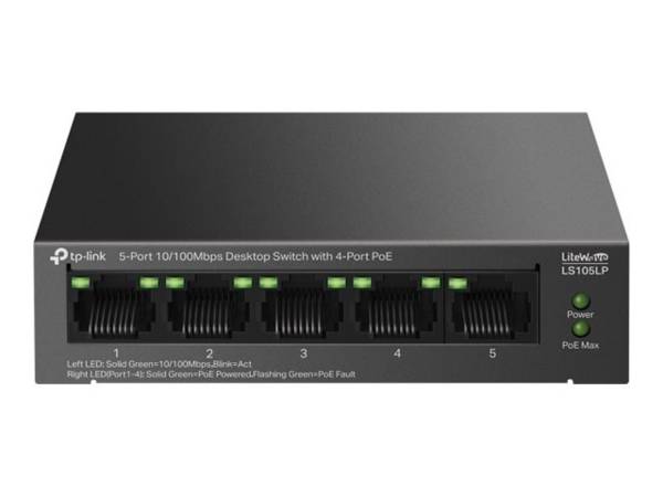 TP-Link LiteWave LS105P onbeheerde Fast Ethernet (10/100) Power over Ethernet (PoE) zwart