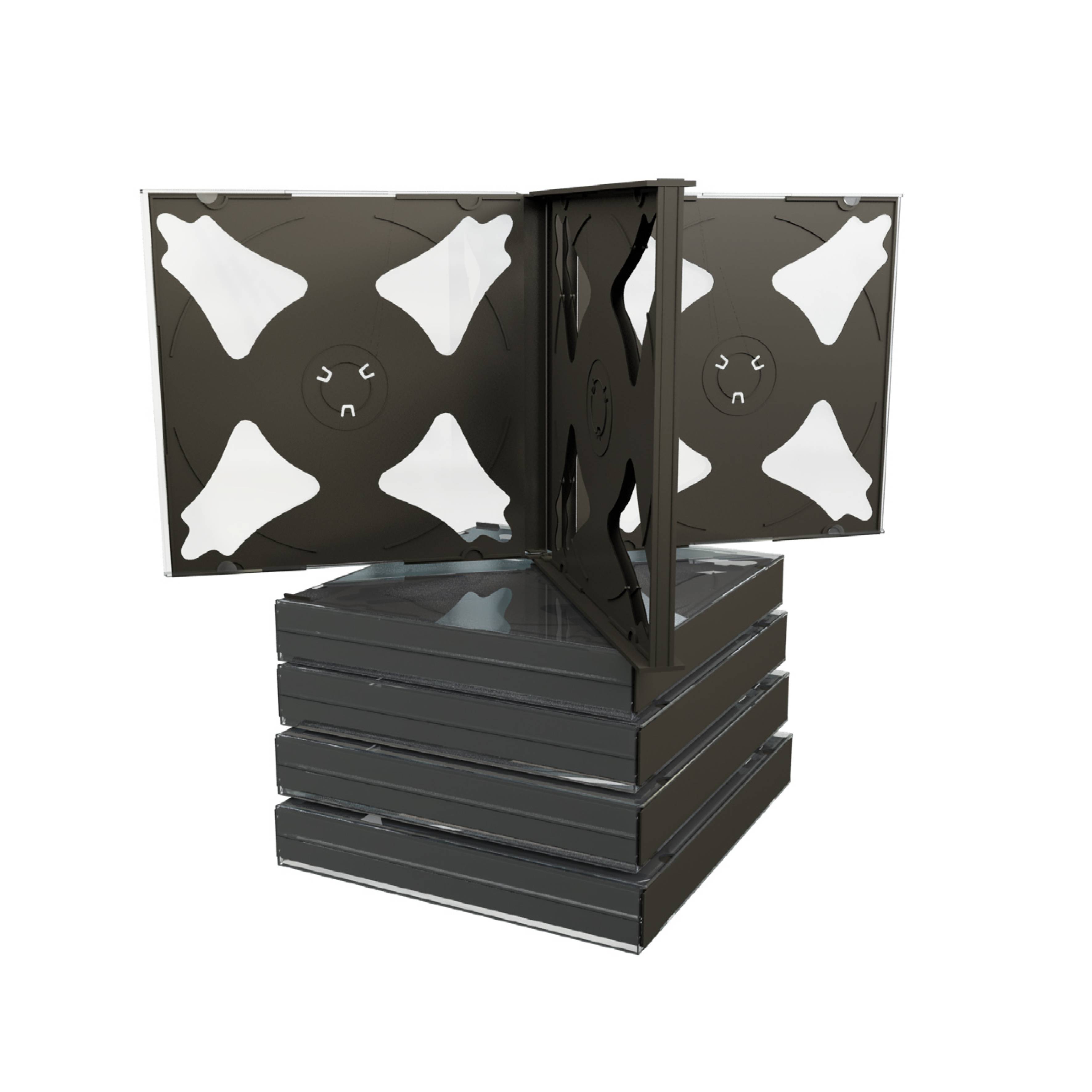 MediaRange lege cd-hoes voor 4 schijven, 22 mm, zwarte lade, 5 stuks-1