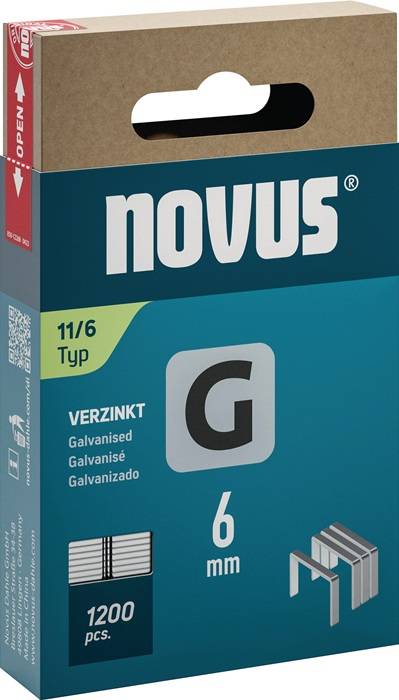 Nieten, platte draad G-type 11 B10,6xl6 mm draadbreedte 1,25 mm 1200 st. NOVUS