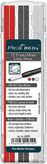 Pica 6045 BIG Dry Navulling grafiet, wit & rood 1 stuk